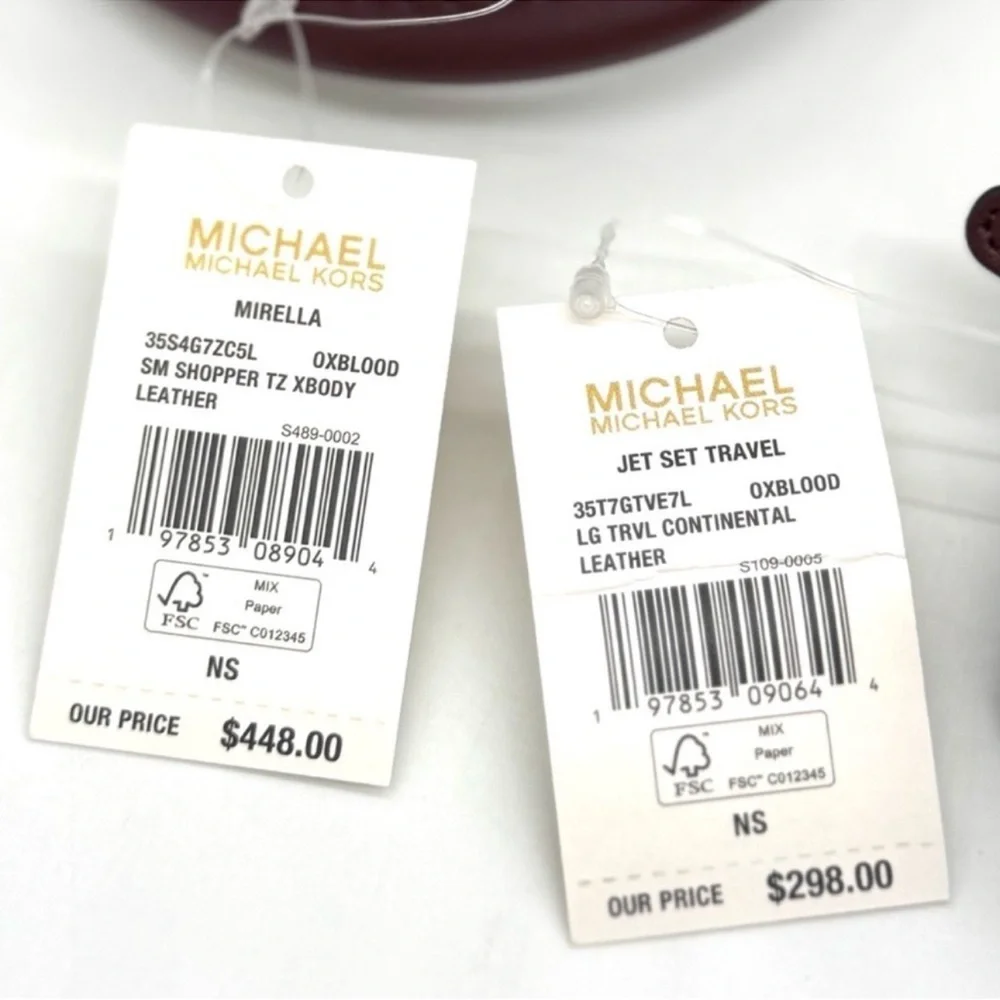 Michael Kors Small Mirella Tote Bag & Continental Wallet Wristlet Ox Blood - Picture 11 of 11